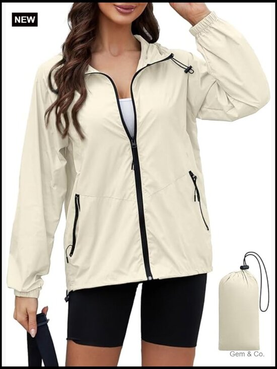 Jackets & Blazers - Lightweight Packable Rain Jacket Women Waterproof Travel Coats S-XXL
